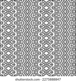 Stylish texture with figures from lines.Abstract geometric black and white pattern for web page, textures, card, poster, fabric, textile. Monochrome graphic repeating design. 