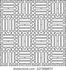 Stylish texture with figures from lines.Abstract geometric black and white pattern for web page, textures, card, poster, fabric, textile. Monochrome graphic repeating design. 