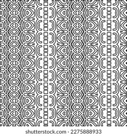Stylish texture with figures from lines.Abstract geometric black and white pattern for web page, textures, card, poster, fabric, textile. Monochrome graphic repeating design. 