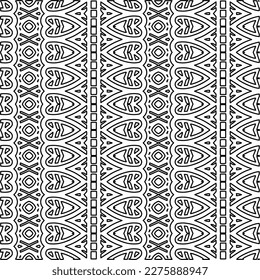 Stylish texture with figures from lines.Abstract geometric black and white pattern for web page, textures, card, poster, fabric, textile. Monochrome graphic repeating design. 