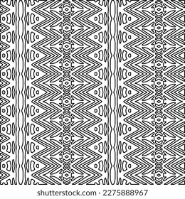 Stylish texture with figures from lines.Abstract geometric black and white pattern for web page, textures, card, poster, fabric, textile. Monochrome graphic repeating design. 