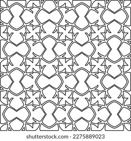 Stylish texture with figures from lines.Abstract geometric black and white pattern for web page, textures, card, poster, fabric, textile. Monochrome graphic repeating design. 
