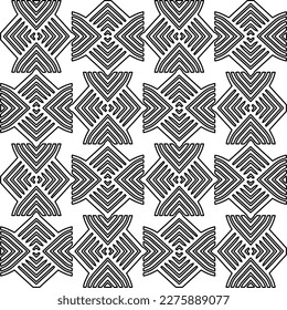 Stylish texture with figures from lines.Abstract geometric black and white pattern for web page, textures, card, poster, fabric, textile. Monochrome graphic repeating design. 