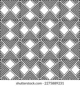 Stylish texture with figures from lines.Abstract geometric black and white pattern for web page, textures, card, poster, fabric, textile. Monochrome graphic repeating design. 