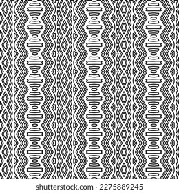Stylish texture with figures from lines.Abstract geometric black and white pattern for web page, textures, card, poster, fabric, textile. Monochrome graphic repeating design. 