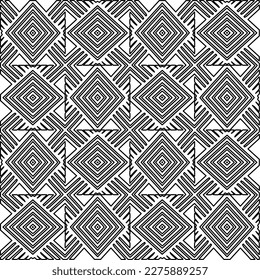 Stylish texture with figures from lines.Abstract geometric black and white pattern for web page, textures, card, poster, fabric, textile. Monochrome graphic repeating design. 