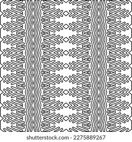 Stylish texture with figures from lines.Abstract geometric black and white pattern for web page, textures, card, poster, fabric, textile. Monochrome graphic repeating design. 