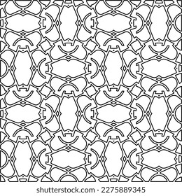 Stylish texture with figures from lines.Abstract geometric black and white pattern for web page, textures, card, poster, fabric, textile. Monochrome graphic repeating design. 