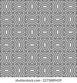 Stylish texture with figures from lines.Abstract geometric black and white pattern for web page, textures, card, poster, fabric, textile. Monochrome graphic repeating design. 