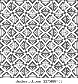 Stylish texture with figures from lines.Abstract geometric black and white pattern for web page, textures, card, poster, fabric, textile. Monochrome graphic repeating design. 
