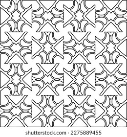 Stylish texture with figures from lines.Abstract geometric black and white pattern for web page, textures, card, poster, fabric, textile. Monochrome graphic repeating design. 
