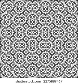 Stylish texture with figures from lines.Abstract geometric black and white pattern for web page, textures, card, poster, fabric, textile. Monochrome graphic repeating design. 