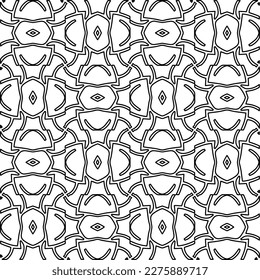Stylish texture with figures from lines.Abstract geometric black and white pattern for web page, textures, card, poster, fabric, textile. Monochrome graphic repeating design. 