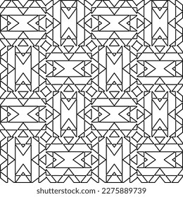 Stylish texture with figures from lines.Abstract geometric black and white pattern for web page, textures, card, poster, fabric, textile. Monochrome graphic repeating design. 