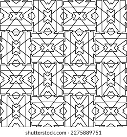Stylish texture with figures from lines.Abstract geometric black and white pattern for web page, textures, card, poster, fabric, textile. Monochrome graphic repeating design. 