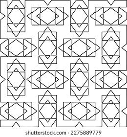 Stylish texture with figures from lines.Abstract geometric black and white pattern for web page, textures, card, poster, fabric, textile. Monochrome graphic repeating design. 
