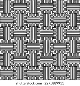 Stylish texture with figures from lines.Abstract geometric black and white pattern for web page, textures, card, poster, fabric, textile. Monochrome graphic repeating design. 