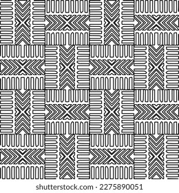 Stylish texture with figures from lines.Abstract geometric black and white pattern for web page, textures, card, poster, fabric, textile. Monochrome graphic repeating design. 