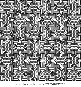 Stylish texture with figures from lines.Abstract geometric black and white pattern for web page, textures, card, poster, fabric, textile. Monochrome graphic repeating design. 