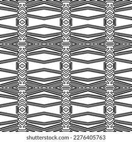 Stylish texture with figures from lines.Abstract geometric black and white pattern for web page, textures, card, poster, fabric, textile. Monochrome graphic repeating design. 