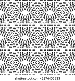 Stylish texture with figures from lines.Abstract geometric black and white pattern for web page, textures, card, poster, fabric, textile. Monochrome graphic repeating design. 