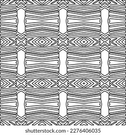 Stylish texture with figures from lines.Abstract geometric black and white pattern for web page, textures, card, poster, fabric, textile. Monochrome graphic repeating design. 