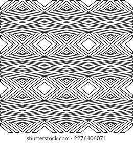Stylish texture with figures from lines.Abstract geometric black and white pattern for web page, textures, card, poster, fabric, textile. Monochrome graphic repeating design. 