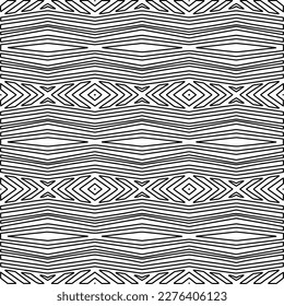 Stylish texture with figures from lines.Abstract geometric black and white pattern for web page, textures, card, poster, fabric, textile. Monochrome graphic repeating design. 