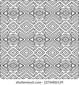 Stylish texture with figures from lines.Abstract geometric black and white pattern for web page, textures, card, poster, fabric, textile. Monochrome graphic repeating design. 