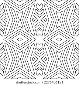 Stylish texture with figures from lines.Abstract geometric black and white pattern for web page, textures, card, poster, fabric, textile. Monochrome graphic repeating design. 