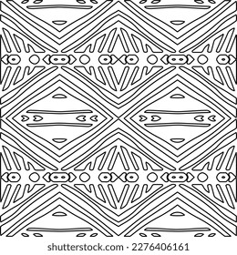 Stylish texture with figures from lines.Abstract geometric black and white pattern for web page, textures, card, poster, fabric, textile. Monochrome graphic repeating design. 