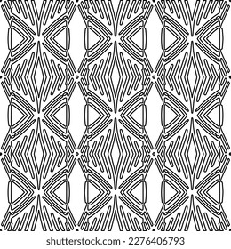 Stylish texture with figures from lines.Abstract geometric black and white pattern for web page, textures, card, poster, fabric, textile. Monochrome graphic repeating design. 