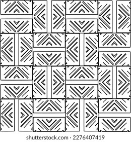 Stylish texture with figures from lines.Abstract geometric black and white pattern for web page, textures, card, poster, fabric, textile. Monochrome graphic repeating design. 