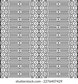 Stylish texture with figures from lines.Abstract geometric black and white pattern for web page, textures, card, poster, fabric, textile. Monochrome graphic repeating design. 