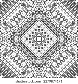 Stylish texture with figures from lines.Abstract geometric black and white pattern for web page, textures, card, poster, fabric, textile. Monochrome graphic repeating design. 