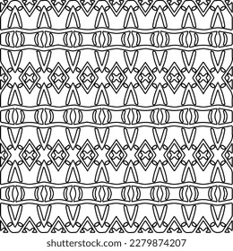 Stylish texture with figures from lines.Abstract geometric black and white pattern for web page, textures, card, poster, fabric, textile. Monochrome graphic repeating design. 