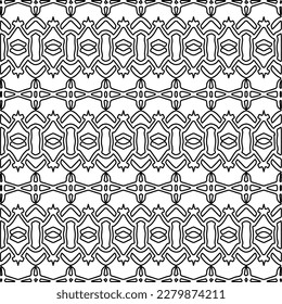 Stylish texture with figures from lines.Abstract geometric black and white pattern for web page, textures, card, poster, fabric, textile. Monochrome graphic repeating design. 