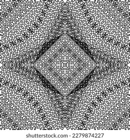 Stylish texture with figures from lines.Abstract geometric black and white pattern for web page, textures, card, poster, fabric, textile. Monochrome graphic repeating design. 