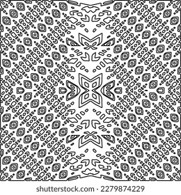 Stylish texture with figures from lines.Abstract geometric black and white pattern for web page, textures, card, poster, fabric, textile. Monochrome graphic repeating design. 