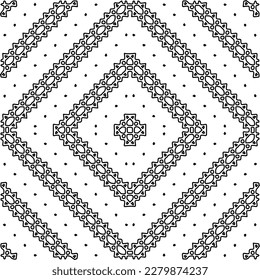 Stylish texture with figures from lines.Abstract geometric black and white pattern for web page, textures, card, poster, fabric, textile. Monochrome graphic repeating design. 