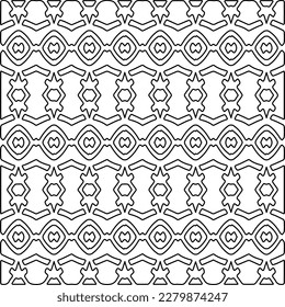 Stylish texture with figures from lines.Abstract geometric black and white pattern for web page, textures, card, poster, fabric, textile. Monochrome graphic repeating design. 