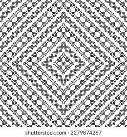 Stylish texture with figures from lines.Abstract geometric black and white pattern for web page, textures, card, poster, fabric, textile. Monochrome graphic repeating design. 