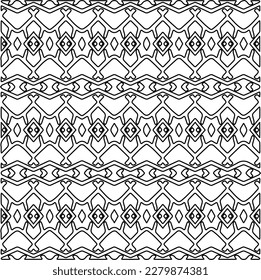 Stylish texture with figures from lines.Abstract geometric black and white pattern for web page, textures, card, poster, fabric, textile. Monochrome graphic repeating design. 