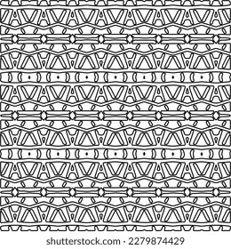 Stylish texture with figures from lines.Abstract geometric black and white pattern for web page, textures, card, poster, fabric, textile. Monochrome graphic repeating design. 