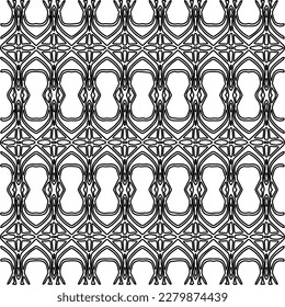 Stylish texture with figures from lines.Abstract geometric black and white pattern for web page, textures, card, poster, fabric, textile. Monochrome graphic repeating design. 