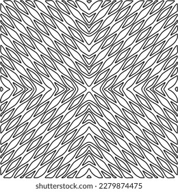Stylish texture with figures from lines.Abstract geometric black and white pattern for web page, textures, card, poster, fabric, textile. Monochrome graphic repeating design. 