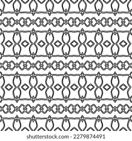 Stylish texture with figures from lines.Abstract geometric black and white pattern for web page, textures, card, poster, fabric, textile. Monochrome graphic repeating design. 