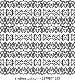 Stylish texture with figures from lines.Abstract geometric black and white pattern for web page, textures, card, poster, fabric, textile. Monochrome graphic repeating design. 