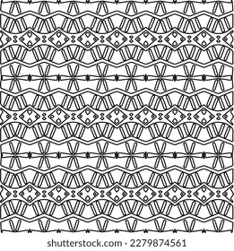 Stylish texture with figures from lines.Abstract geometric black and white pattern for web page, textures, card, poster, fabric, textile. Monochrome graphic repeating design. 