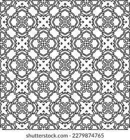 Stylish texture with figures from lines.Abstract geometric black and white pattern for web page, textures, card, poster, fabric, textile. Monochrome graphic repeating design. 